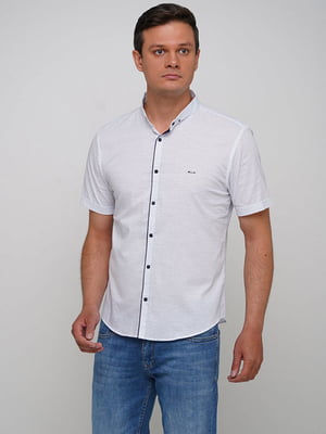 Белая хлопковая рубашка с коротким рукавом | 6726545
