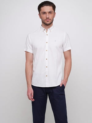 Белая хлопковая рубашка с коротким рукавом | 6726556
