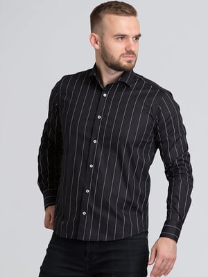 Черная классическая рубашка в полоску | 6726581