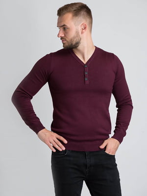 Бордовый пуловер на пуговицах | 6726586