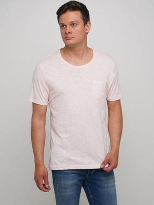 Рожева футболка з накладною кишенею | 6726619
