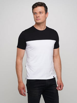 Чорно-біла футболка з блискавкою збоку | 6726631