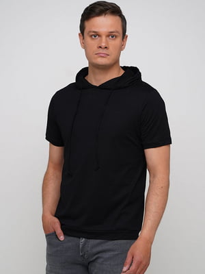 Чорна футболка з капюшоном | 6726633