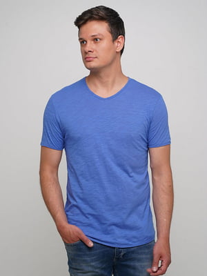 Синя бавовняна футболка | 6726634