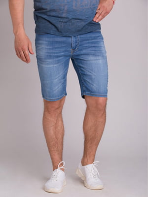 Синие джинсовые шорты с потертостями | 6726756