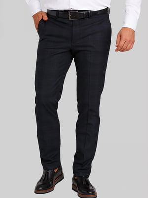Темно-синие классические брюки с карманами | 6726840