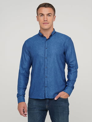 Классическая рубашка синего цвета | 6726858