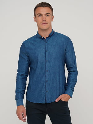 Классическая рубашка синего цвета | 6726859