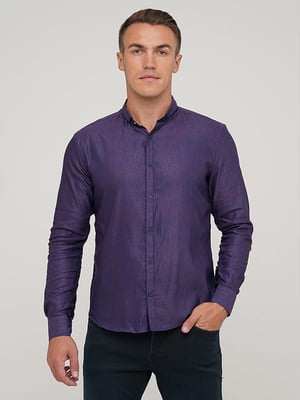Бавовняна бордово-фіолетова сорочка | 6726860