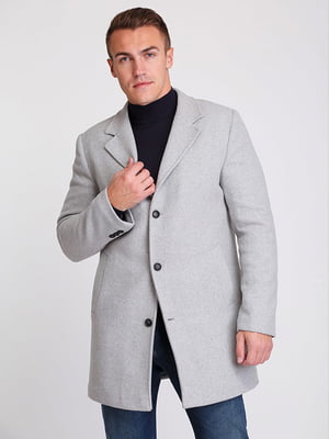 Пальто-піджак світло-сірого кольору з лацканами | 6726953