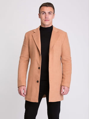 Пальто-пиджак цвета кемел с лацканами | 6726954