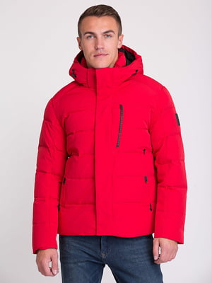 Куртка вкорочена з капюшоном червона | 6726959