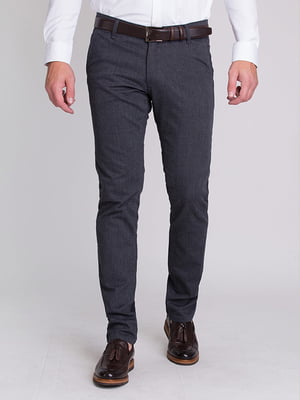 Сине-серые классические брюки с карманами | 6727027