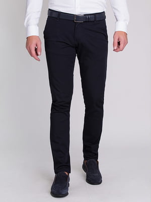 Темно-синие классические брюки с карманами | 6727044