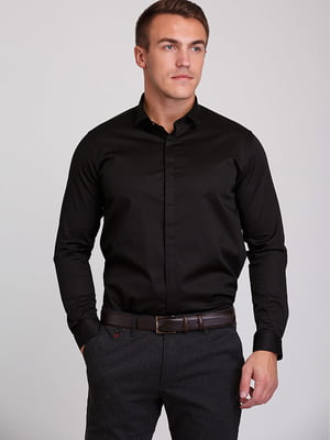 Черная рубашка классического стиля | 6727046