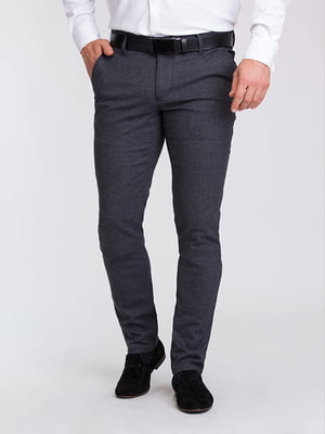Темно-синие классические брюки с карманами | 6727047