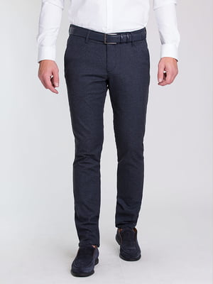 Темно-синие классические брюки с карманами | 6727048