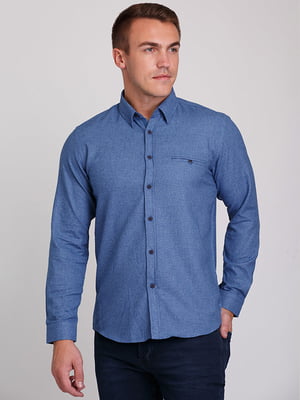Синяя классическая рубашка на пуговицах | 6727053