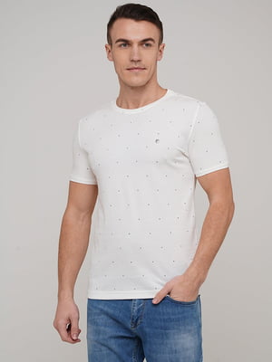 Белая фактурная футболка в мелкий принт | 6727164