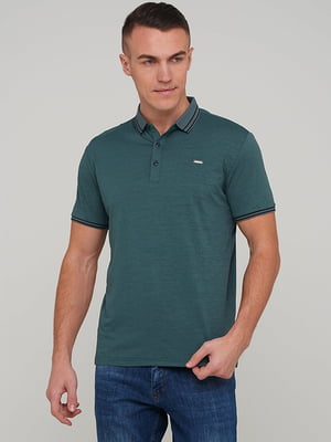 Бавовняна зелена футболка з контрастними смужками | 6727242
