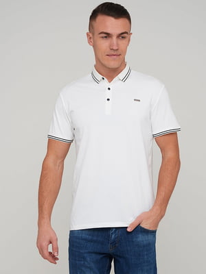Бавовняна біла футболка з контрастними смужками | 6727244