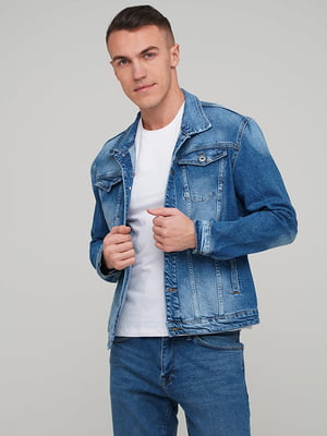 Куртка джинсовая укороченная синяя | 6727260
