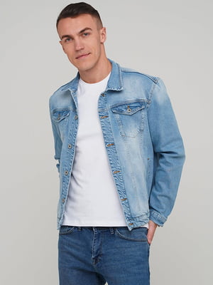 Куртка джинсовая укороченная голубая | 6727261