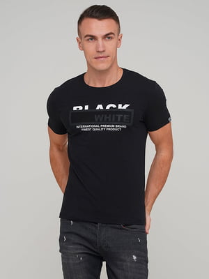Чорна футболка з принтом | 6727284