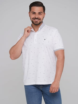 Бала футболка-поло з принтом і смугастим коміром | 6727399