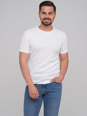 Базова бавовняна футболка білого кольору | 6727426