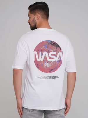 Хлопковая белая футболка с принтом NASA | 6727428