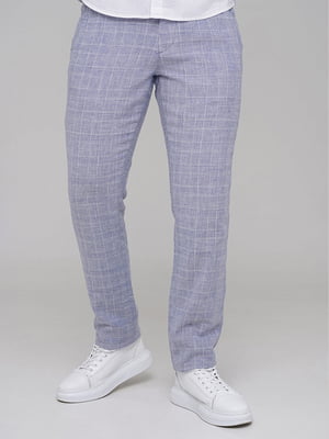 Классические брюки небесно-голубого цвета с карманами | 6727473
