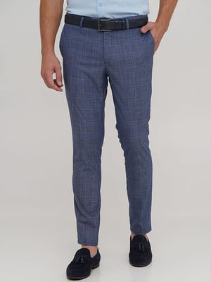 Синие классические брюки с карманами | 6727531