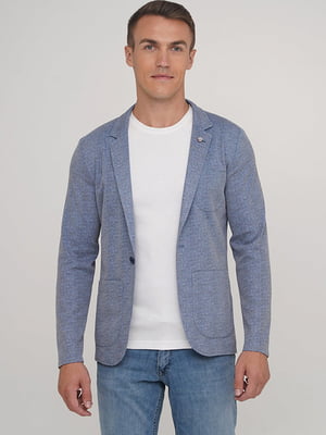 Синий пиджак с накладными карманами | 6727535