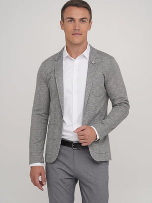 Серый пиджак с накладными карманами | 6727536