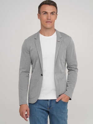 Серый пиджак с накладными карманами | 6727538