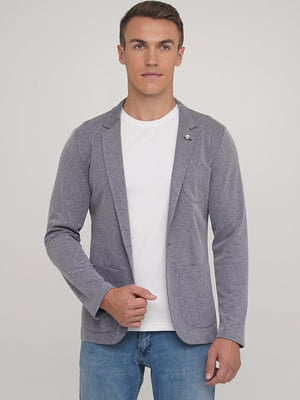 Серый пиджак с накладными карманами | 6727539
