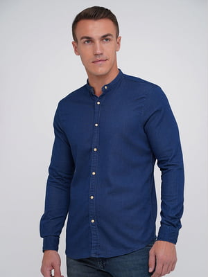 Синяя джинсовая рубашка на кнопках | 6727584