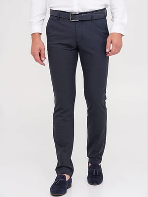 Темно-синие классические брюки с карманами | 6727604