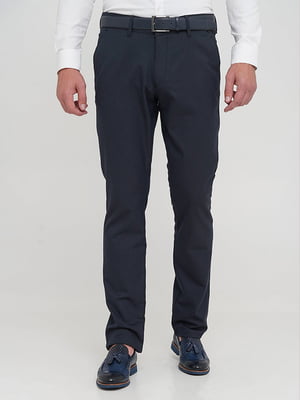 Темно-синие классические брюки с карманами | 6727676