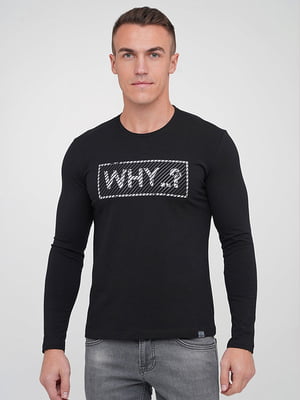 Лонгслив черного цвета с надписью"WHY..?" | 6727808