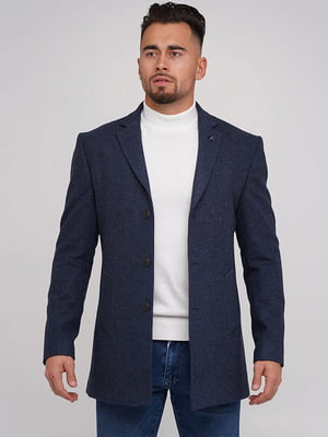 Пальто-піджак темно-синього кольору з лацканами | 6727930