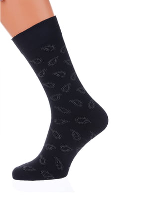 Шкарпетки бавовняні чорні з принтом | 6728001