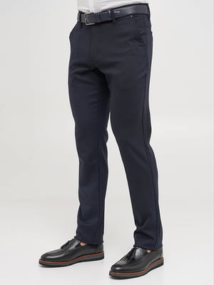 Синие классические брюки с карманами | 6728089