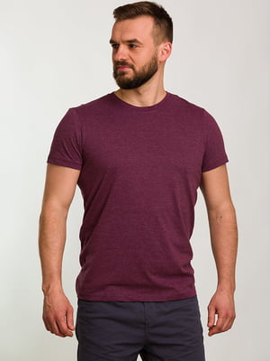 Базова бавовняна футболка бордового кольору | 6728100