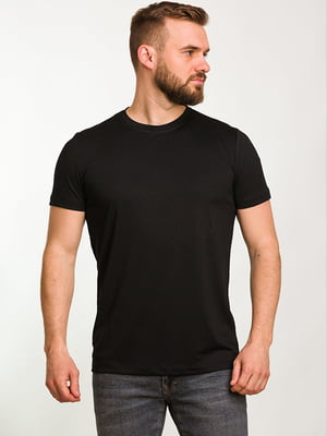 Базовая хлопковая футболка черного цвета | 6728105