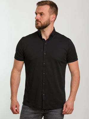 Черная классическая рубашка с коротким рукавом | 6728144
