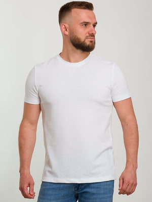 Фактурна бавовняна футболка білого кольору | 6728243