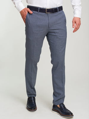 Серо-синие классические брюки с карманами | 6728283