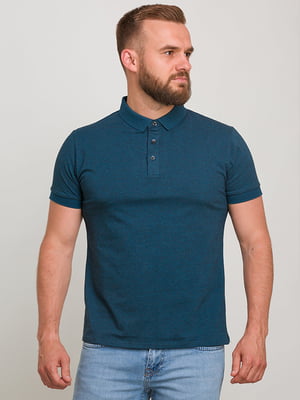 Базовая хлопковая футболка-поло синего цвета | 6728290